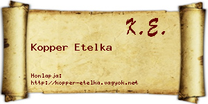 Kopper Etelka névjegykártya